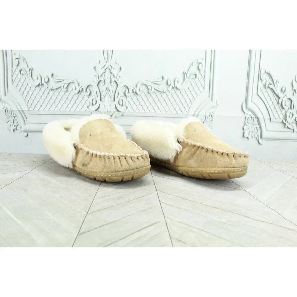 LL Bean Brown Suede Wicked Good Shearling Lined Moccasin Slippers 7 M - Picture 3 of 10